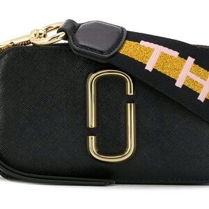 Marc Jacobs Black Crossbody Bag with Gold Accents